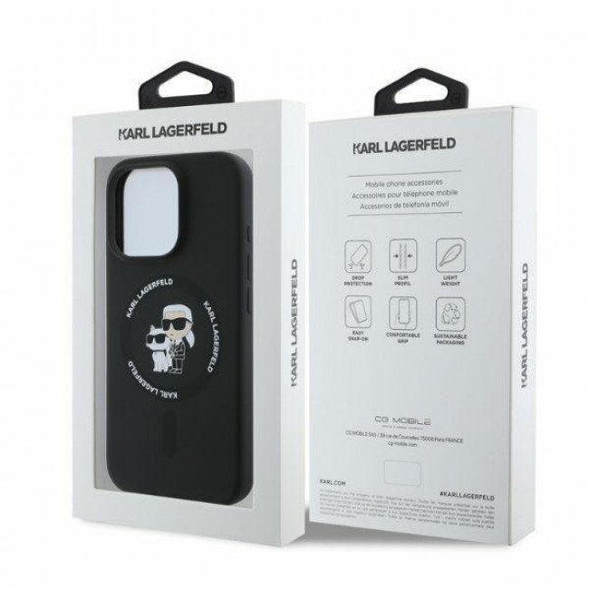 Karl Lagerfeld iPhone 16 Pro - Silicone KC Heads Ring MagSafe - Θήκη Σιλικόνης με MagSafe - Black - KLHMP16LSCMKCRHK