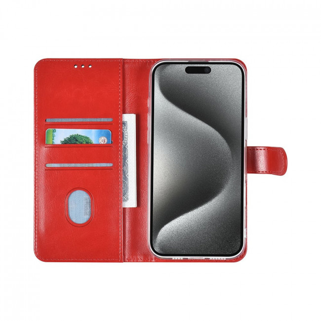 TUNIQ iPhone 16 Pro Max - Θήκη Πορτοφόλι Stand από Δερματίνη - Red