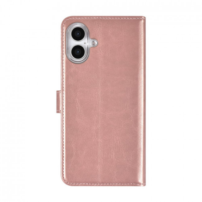 TUNIQ iPhone 16 Plus - Θήκη Πορτοφόλι Stand από Δερματίνη - Rose Gold