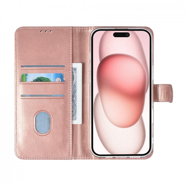 TUNIQ iPhone 16 Plus - Θήκη Πορτοφόλι Stand από Δερματίνη - Rose Gold