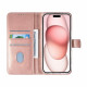 TUNIQ iPhone 16 Plus - Θήκη Πορτοφόλι Stand από Δερματίνη - Rose Gold