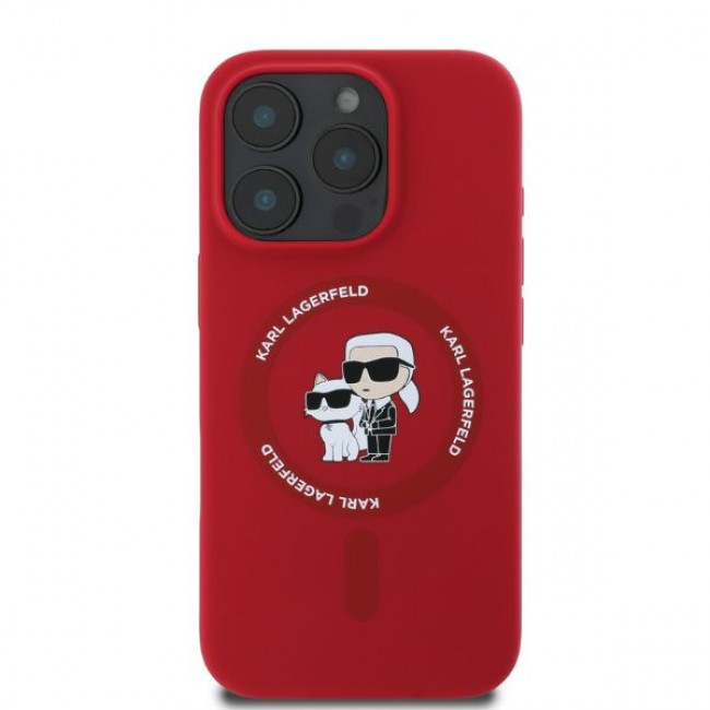 Karl Lagerfeld iPhone 16 Pro - Silicone KC Heads Ring MagSafe - Θήκη Σιλικόνης με MagSafe - Red - KLHMP16LSCMKCRHR