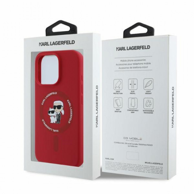 Karl Lagerfeld iPhone 16 Pro - Silicone KC Heads Ring MagSafe - Θήκη Σιλικόνης με MagSafe - Red - KLHMP16LSCMKCRHR