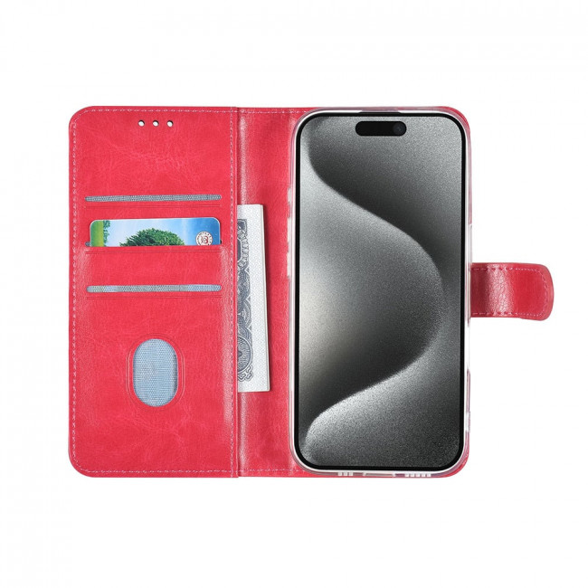 TUNIQ iPhone 16 Pro - Θήκη Πορτοφόλι Stand από Δερματίνη - Hot Pink