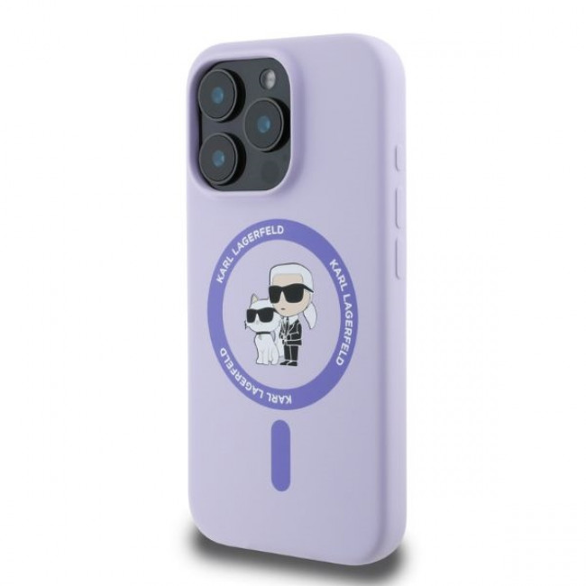 Karl Lagerfeld iPhone 16 Pro - Silicone KC Heads Ring MagSafe - Θήκη Σιλικόνης με MagSafe - Purple - KLHMP16LSCMKCRHU