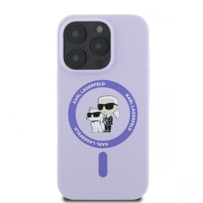 Karl Lagerfeld iPhone 16 Pro - Silicone KC Heads Ring MagSafe - Θήκη Σιλικόνης με MagSafe - Purple - KLHMP16LSCMKCRHU