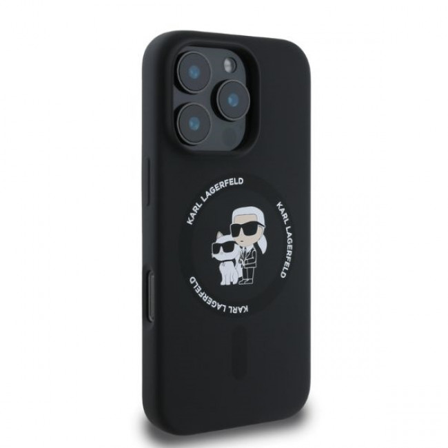 Karl Lagerfeld iPhone 16 Pro Max - Silicone KC Heads Ring MagSafe - Θήκη Σιλικόνης με MagSafe - Black - KLHMP16XSCMKCRHK