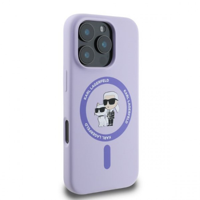 Karl Lagerfeld iPhone 16 Pro Max - Silicone KC Heads Ring MagSafe - Θήκη Σιλικόνης με MagSafe - Purple - KLHMP16XSCMKCRHU