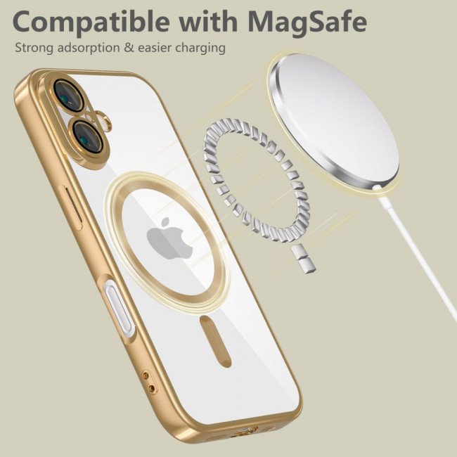 Tech-Protect iPhone 16 MagFlex Θήκη Σιλικόνης TPU με Magsafe - Διάφανη / Shiny Gold