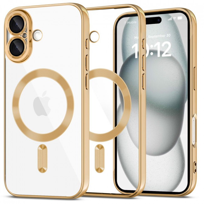 Tech-Protect iPhone 16 MagFlex Θήκη Σιλικόνης TPU με Magsafe - Διάφανη / Shiny Gold