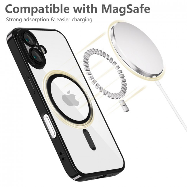 Tech-Protect iPhone 16 MagFlex Θήκη Σιλικόνης TPU με Magsafe - Διάφανη / Shiny Black