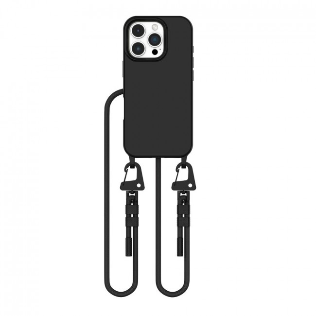 Tech-Protect iPhone 16 Pro Max MagNecklace - MagSafe Θήκη Σιλικόνης TPU με Pυθμιζόμενο Αποσπώμενο Κορδόνι - Black