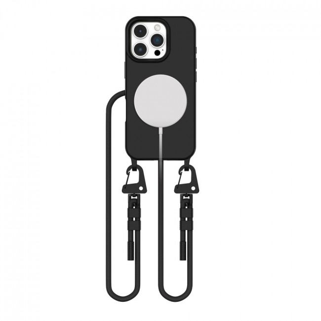 Tech-Protect iPhone 16 Pro Max MagNecklace - MagSafe Θήκη Σιλικόνης TPU με Pυθμιζόμενο Αποσπώμενο Κορδόνι - Black