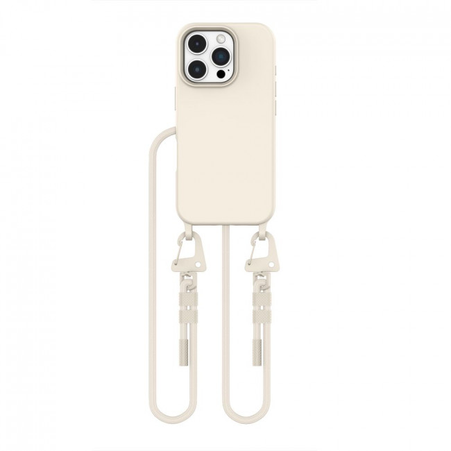 Tech-Protect iPhone 16 Pro MagNecklace - MagSafe Θήκη Σιλικόνης TPU με Pυθμιζόμενο Αποσπώμενο Κορδόνι - Latte