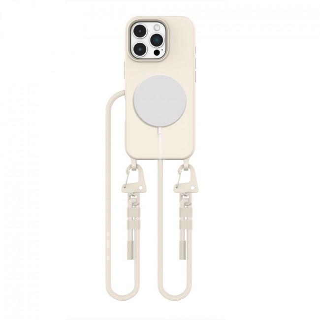 Tech-Protect iPhone 16 Pro MagNecklace - MagSafe Θήκη Σιλικόνης TPU με Pυθμιζόμενο Αποσπώμενο Κορδόνι - Latte