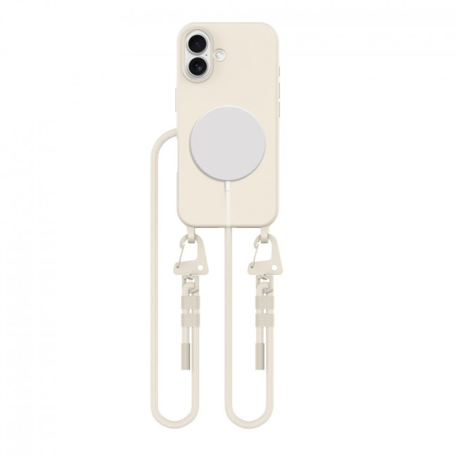 Tech-Protect iPhone 16 MagNecklace - MagSafe Θήκη Σιλικόνης TPU με Pυθμιζόμενο Αποσπώμενο Κορδόνι - Latte