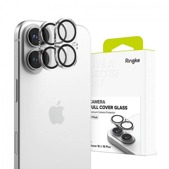 Ringke iPhone 16 / iPhone 16 Plus Camera Protector Αντιχαρακτικό Γυαλί για την Κάμερα - 2 Τεμάχια - Διάφανο