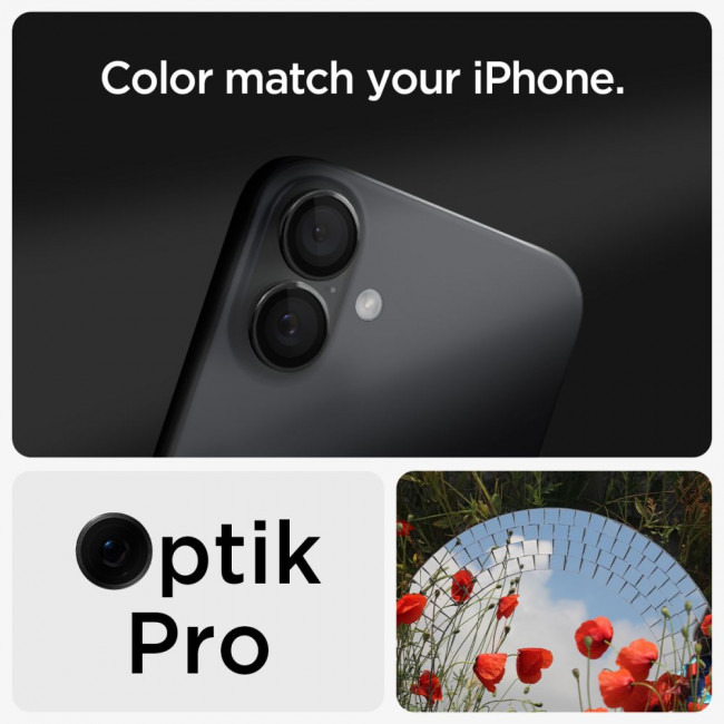 Spigen iPhone 16 / iPhone 16 Plus Optik Pro Glas.TR EZ Fit Αντιχαρακτικό Γυαλί για την Κάμερα - 2 Τεμάχια - Black