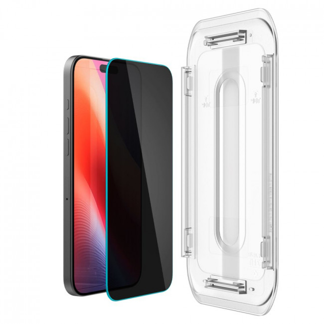 Spigen iPhone 16 Pro Glas.TR Privacy EZ Fit 2.5D 9H Αντιχαρακτικό Γυαλί Οθόνης - 2 Τεμάχια - Clear / Black - AGL07929