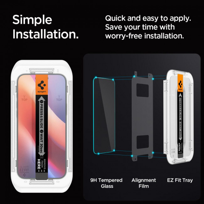 Spigen iPhone 16 Pro Max Glas.TR Privacy EZ Fit 2.5D 9H Αντιχαρακτικό Γυαλί Οθόνης - 2 Τεμάχια - Clear / Black - AGL07908