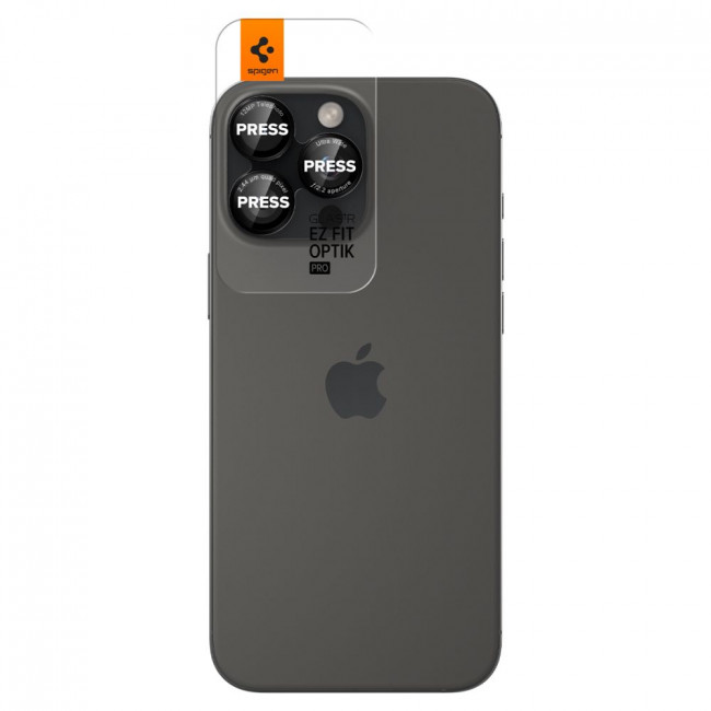 Spigen iPhone 14 Pro / 14 Pro Max / 15 Pro / 15 Pro Max / 16 Pro / 16 Pro Max Optik Pro Glas.TR EZ Fit Αντιχαρακτικό Γυαλί για την Κάμερα - 2 Τεμάχια - Black