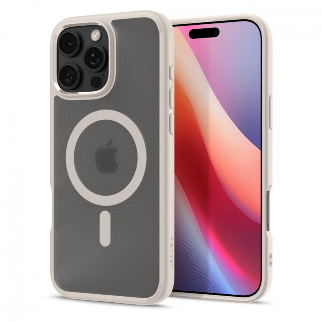 Spigen iPhone 16 Pro Ultra Hybrid Mag Σκληρή Θήκη με Πλαίσιο Σιλικόνης Και MagSafe - Frost Natural Titanium