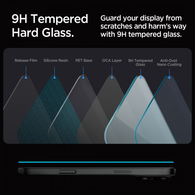 Spigen iPhone 16 Pro Max Glas.TR EZ Fit 0.58mm 2.5D 9H Tempered Glass Αντιχαρακτικό Γυαλί Οθόνης - 2 Τεμάχια - Clear - AGL07907