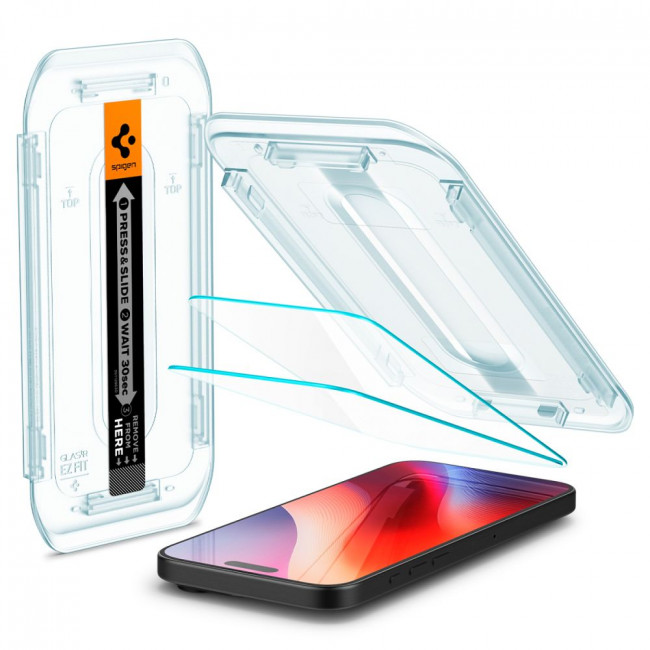 Spigen iPhone 16 Pro Max Glas.TR EZ Fit 0.58mm 2.5D 9H Tempered Glass Αντιχαρακτικό Γυαλί Οθόνης - 2 Τεμάχια - Clear - AGL07907