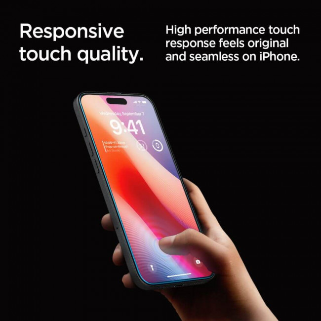 Spigen iPhone 16 Pro Glas.TR EZ Fit 0.58mm 2.5D 9H Tempered Glass Αντιχαρακτικό Γυαλί Οθόνης - 2 Τεμάχια - Clear - AGL07928