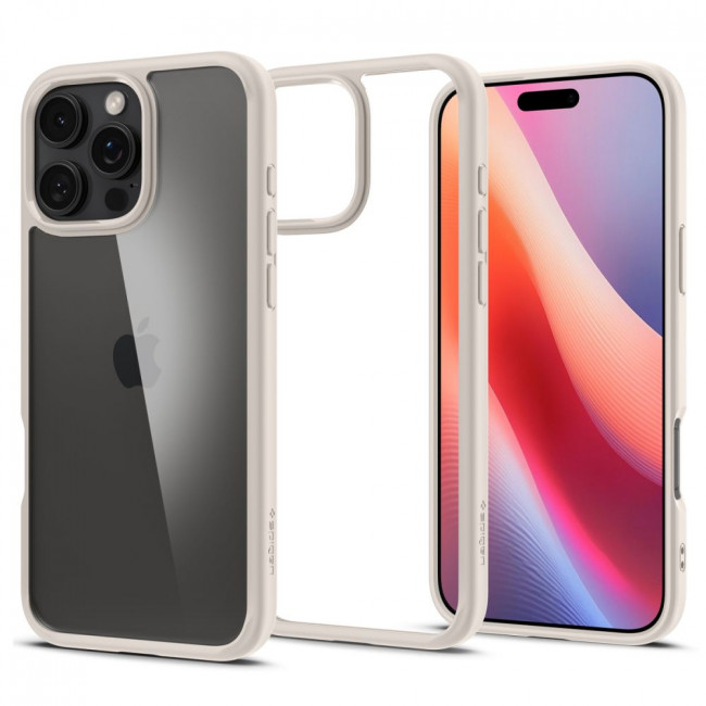 Spigen iPhone 16 Pro Ultra Hybrid Σκληρή Θήκη με Πλαίσιο Σιλικόνης - Natural Titanium