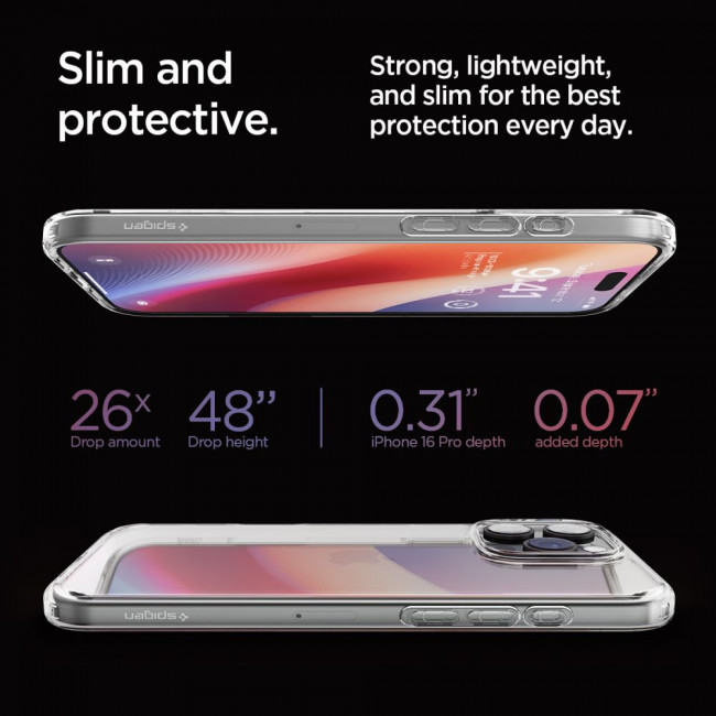 Spigen iPhone 16 Pro Ultra Hybrid Σκληρή Θήκη με Πλαίσιο Σιλικόνης - Clear