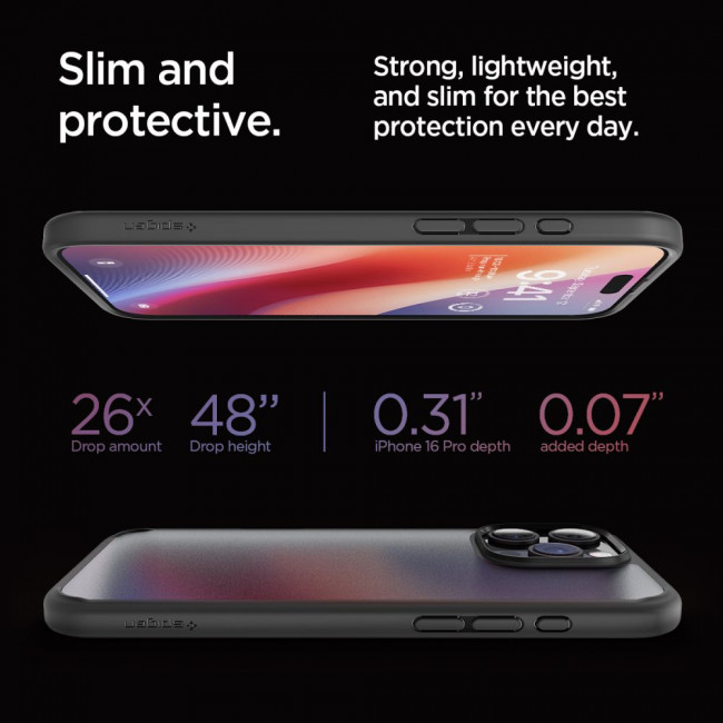 Spigen iPhone 16 Pro Ultra Hybrid Σκληρή Θήκη με Πλαίσιο Σιλικόνης - Frost Black