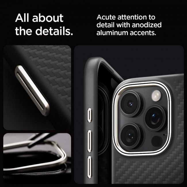 Spigen iPhone 16 Pro Max Enzo Aramid Mag Σκληρή Θήκη Aramid Fiber με MagSafe - Black Natural