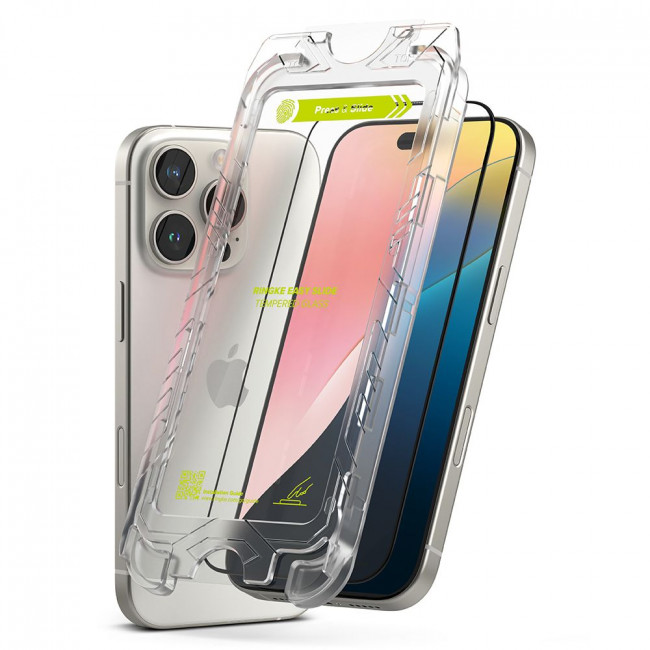 Ringke iPhone 16 Pro Max Easy Slide 2.5D 9H Case Friendly Αντιχαρακτικό Γυαλί Οθόνης - 2 Τεμάχια - Black