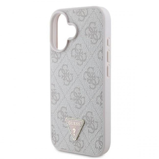 Guess iPhone 16 - Leather Metal Logo Strass Crossbody - Θήκη με Επένδυση Συνθετικού Δέρματος και Λουράκι - Pink - GUHCP16SP4TDSCPP