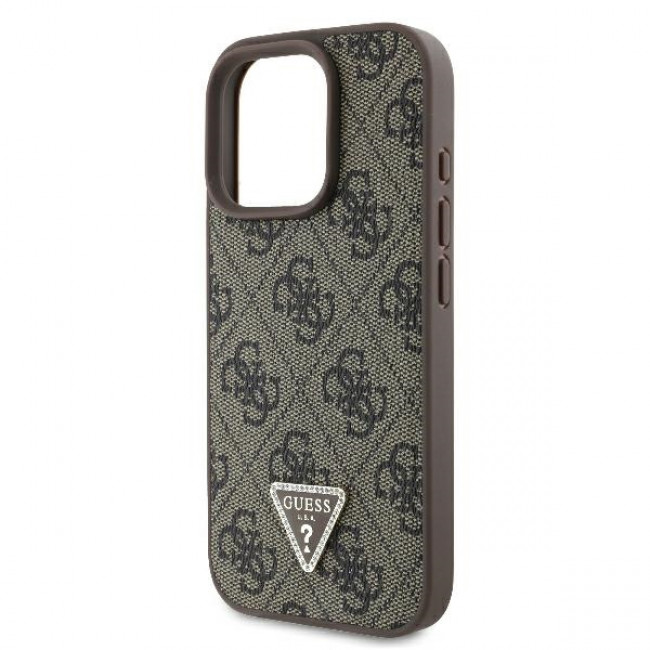 Guess iPhone 16 Pro - Leather Metal Logo Strass Crossbody - Θήκη με Επένδυση Συνθετικού Δέρματος και Λουράκι - Brown - GUHCP16LP4TDSCPW