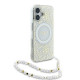 Guess iPhone 16 Plus - IML Flowers Allover Electro With Pearl Strap MagSafe Σκληρή Θήκη με Πλαίσιο Σιλικόνης και MagSafe - White / Διάφανη - GUHMP16MHCPOFPH