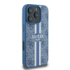 Guess iPhone 16 Pro - 4G Printed Stripes MagSafe Θήκη με Επένδυση Συνθετικού Δέρματος - Blue - GUHMP16LP4RPSB