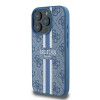 Guess iPhone 16 Pro - 4G Printed Stripes MagSafe Θήκη με Επένδυση Συνθετικού Δέρματος - Blue - GUHMP16LP4RPSB