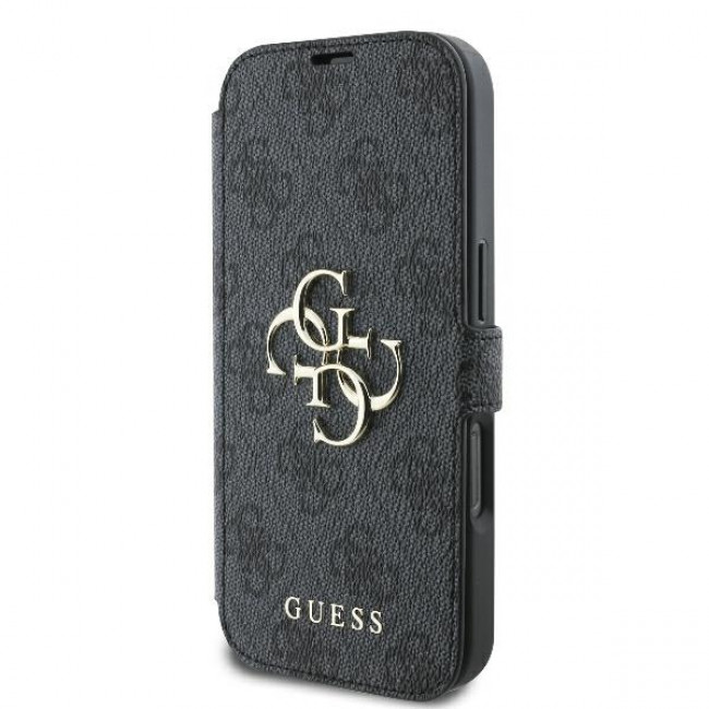 Guess iPhone 16 Pro - 4G Metal Logo Θήκη Πορτοφόλι με Επένδυση Συνθετικού Δέρματος - Black - GUBKP16L4GMGGR