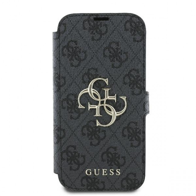 Guess iPhone 16 Pro - 4G Metal Logo Θήκη Πορτοφόλι με Επένδυση Συνθετικού Δέρματος - Black - GUBKP16L4GMGGR