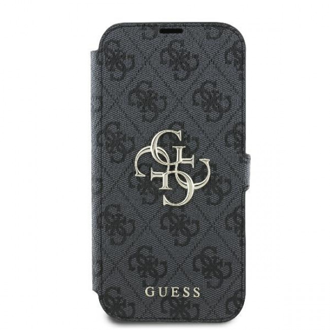 Guess iPhone 16 Plus - 4G Metal Logo Θήκη Πορτοφόλι με Επένδυση Συνθετικού Δέρματος - Black - GUBKP16M4GMGGR