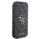 Guess iPhone 16 Plus - 4G Metal Logo Θήκη Πορτοφόλι με Επένδυση Συνθετικού Δέρματος - Black - GUBKP16M4GMGGR