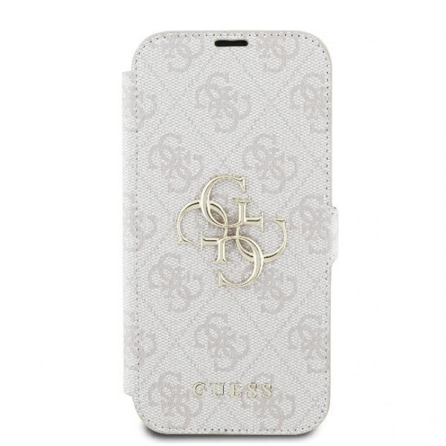 Guess iPhone 16 Plus - 4G Metal Logo Θήκη Πορτοφόλι με Επένδυση Συνθετικού Δέρματος - Pink - GUBKP16M4GMGPI