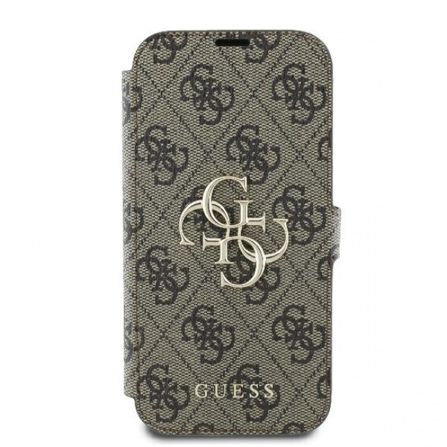 Guess iPhone 16 - 4G Metal Logo Θήκη Πορτοφόλι με Επένδυση Συνθετικού Δέρματος - Brown - GUBKP16S4GMGBR