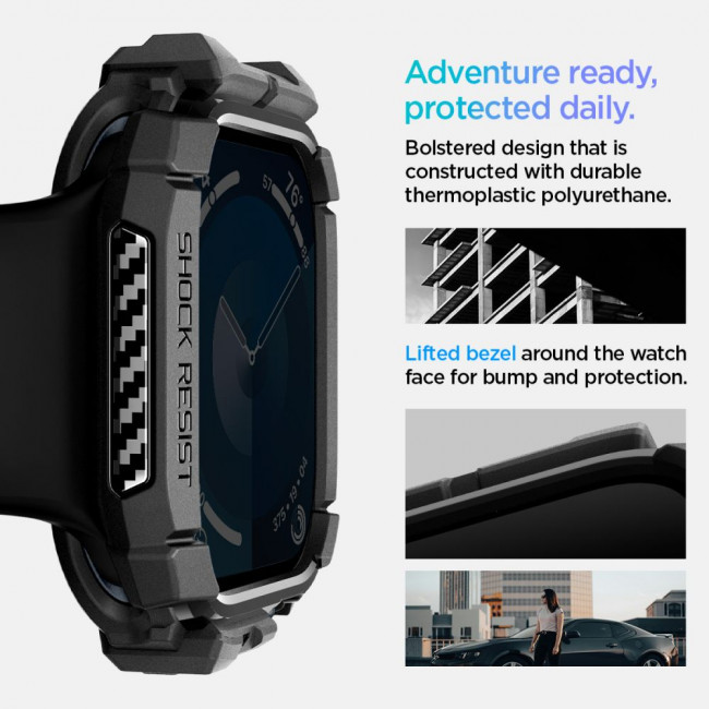 Spigen Θήκη Apple Watch 10 - 42MM Rugged Armor - Matte Black