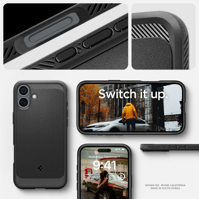 Spigen iPhone 16 Plus Rugged Armor Mag Θήκη TPU με MagSafe - Matte Black