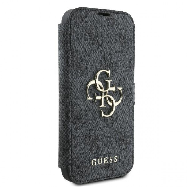 Guess iPhone 16 - 4G Metal Logo Θήκη Πορτοφόλι με Επένδυση Συνθετικού Δέρματος - Black - GUBKP16S4GMGGR