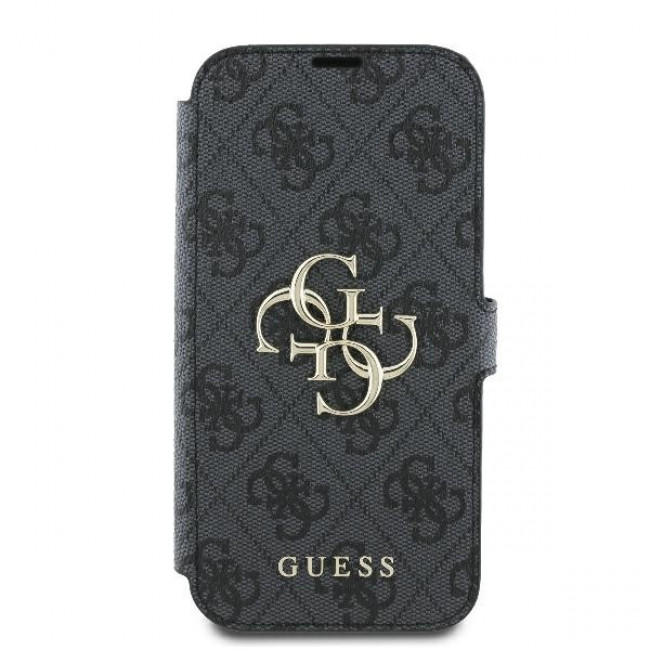 Guess iPhone 16 - 4G Metal Logo Θήκη Πορτοφόλι με Επένδυση Συνθετικού Δέρματος - Black - GUBKP16S4GMGGR