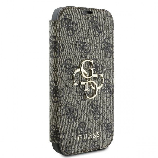 Guess iPhone 16 Pro Max - 4G Metal Logo Θήκη Πορτοφόλι με Επένδυση Συνθετικού Δέρματος - Brown - GUBKP16X4GMGBR